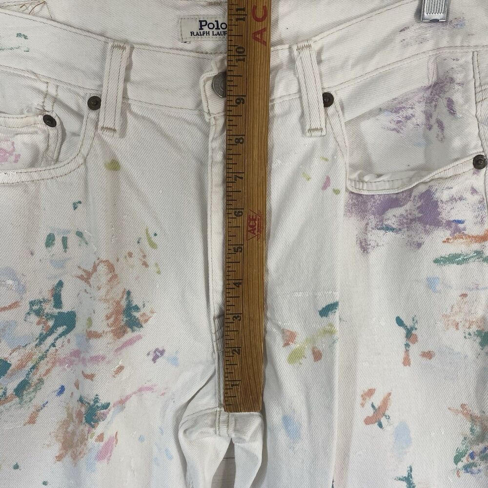 Polo Ralph Lauren Womens Avery Boyfriend Crop Paint Splatter Jeans Sz 27 White - Picture 13 of 14